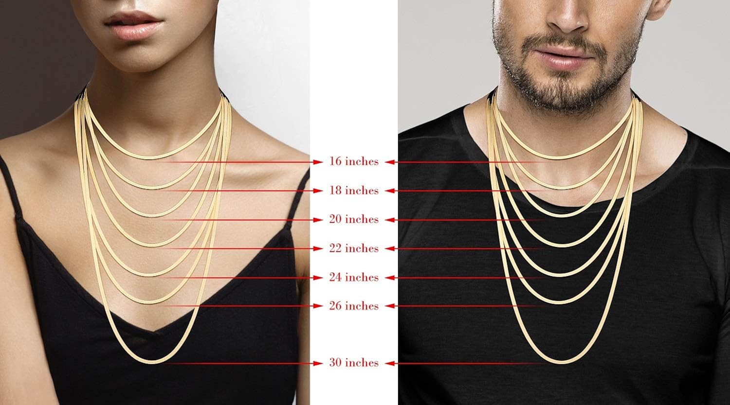 Miabella 18K Gold Over Sterling Silver Italian Solid 3.5mm Flexible Flat Herringbone Chain Necklace for Women Men 16, 18, 20, 22, 24, 26, 30 Inch Made in Italy (20 Inches) | 