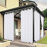 BONZER Outdoor Curtains for Patio Waterproof, Premium Thick Privacy Weatherproof Grommet Outside Curtains for Porch, Gazebo, Deck, 1 Panel, 54W x 84L inch, White