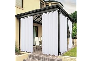 BONZER Outdoor Curtains for Patio Waterproof, Premium Thick Privacy Weatherproof Grommet Outside Curtains for Porch, Gazebo, Deck, 1 Panel, 54W x 84L inch, White