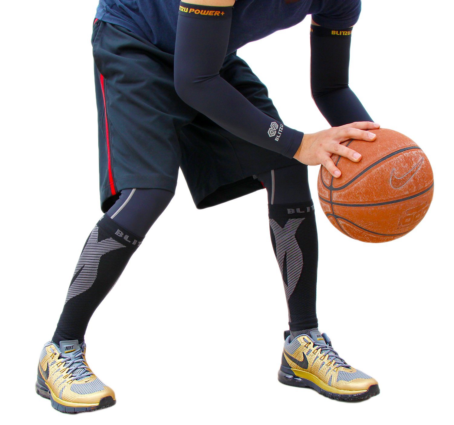 BLITZU Calf Compression Sleeve Socks One Pair Leg Performance Support