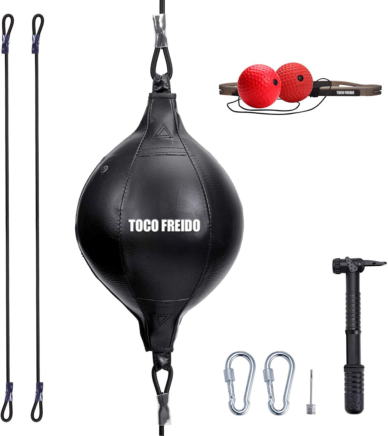 TOCO FREIDO Boxing Ball Speed Training Ball, Double End Punching bag with 2 Boxing Reflex Ball, Perfect for Gym MMA Boxing Sports Punch Bag, Reaction, Agility, Punching Speed and Hand Eye Training