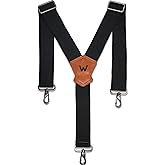 WELKINLAND Y-Back Elastic Suspenders, Heavy-Duty Mens Suspenders For Jeans, 2"-Wide Work Suspender W/Rugged Hooks, Suspender For Men Heavy Duty Hooks Belt Loop