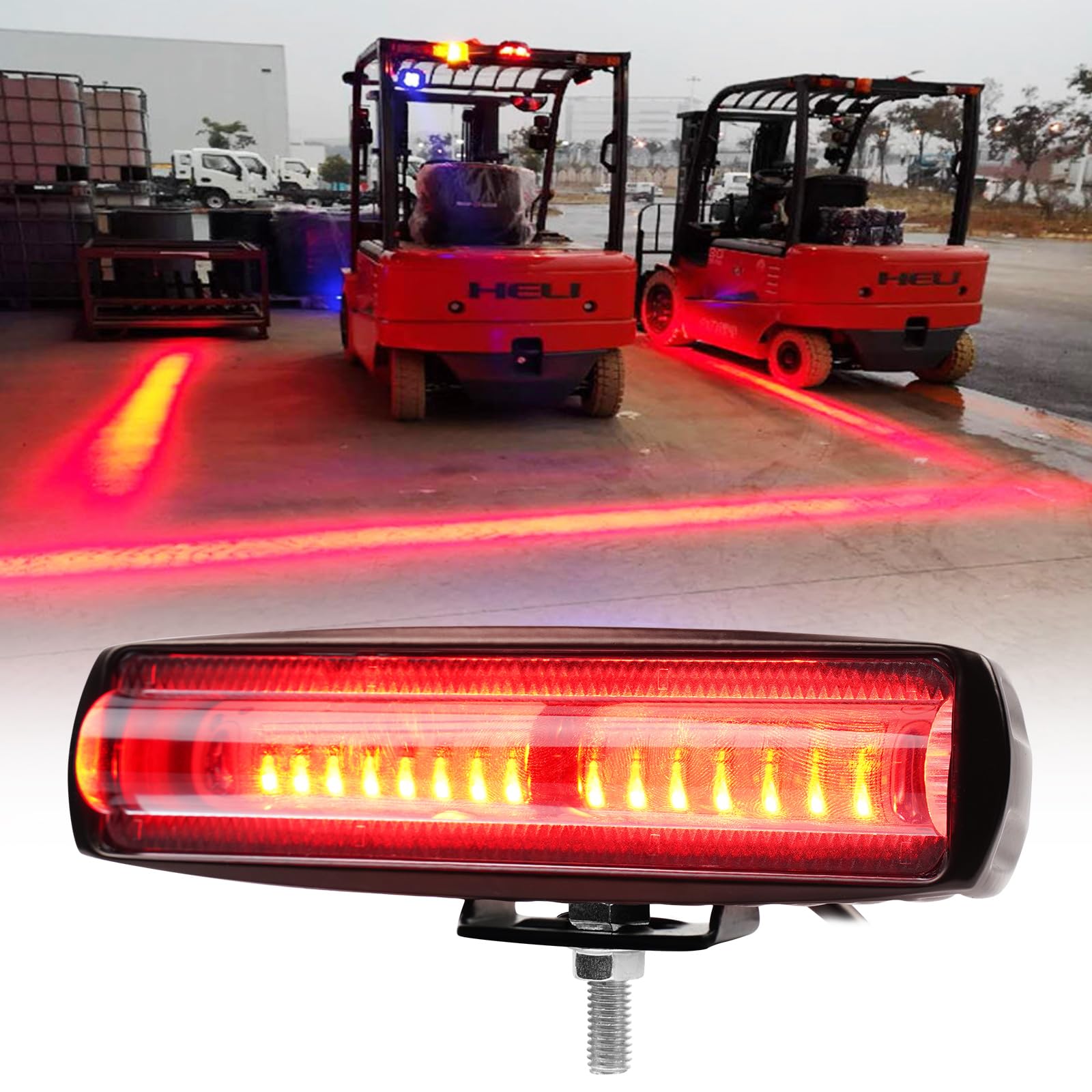 Photo 1 of 1 Pack Forklift Warning Light LED Forklift Safety Light, Pedestrian Red Zone Warning Lamp, Red Line Boundary Warehouse Work Light Truck 30W, DC12-80V