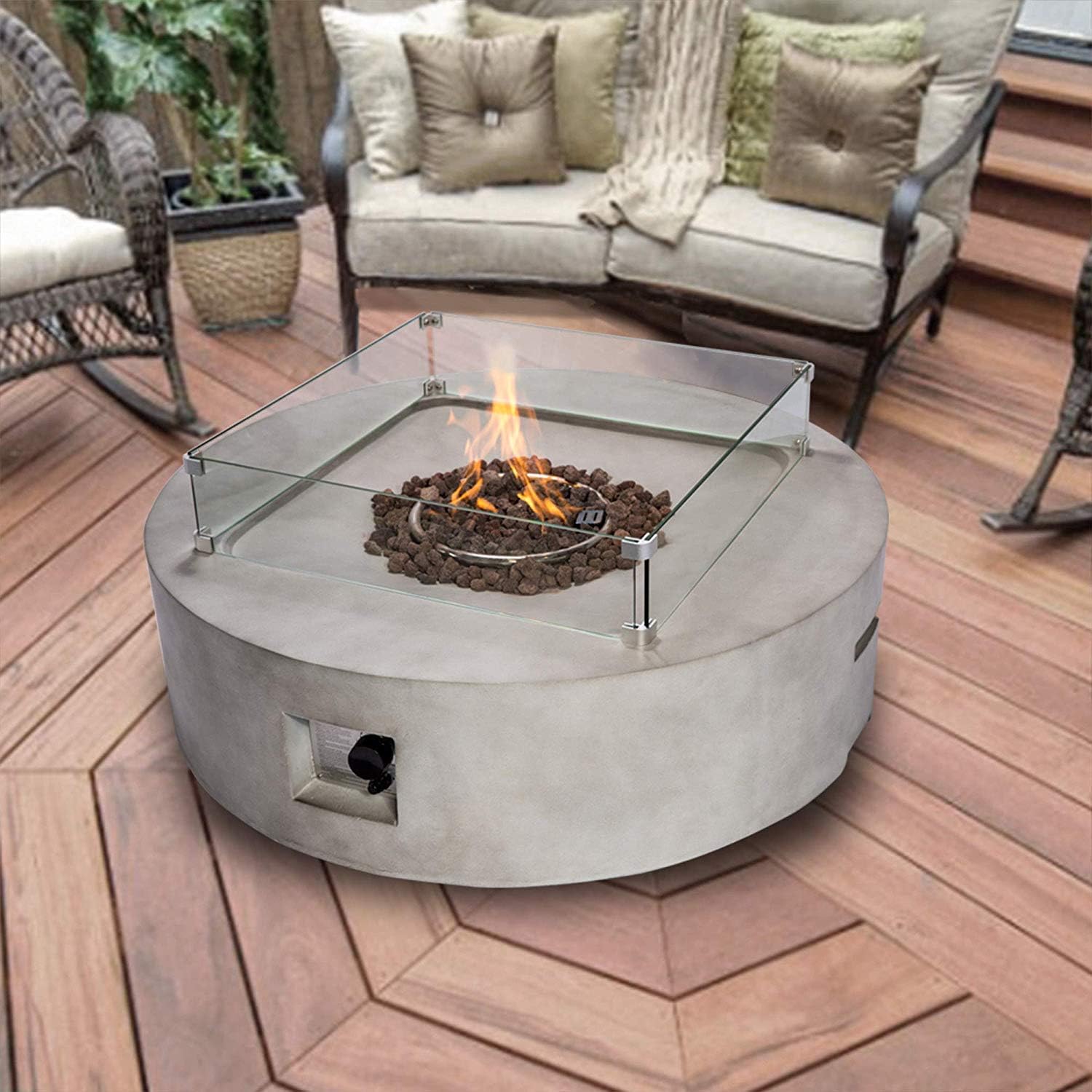 Peaktop HF42408AAUK Gas Fire Pit, Light Grey Amazon.co.uk Garden