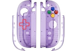 eXtremeRate Replacement Shell (D-Pad Version) with Buttons for Joycon 2, Housing Faceplate Case + Decorative Strips + ABXY Dpad for Nintendo Switch 2 Controller - Essence Version - Clear Atomic Purple
