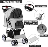 Maxmass Travel Pet Stroller Foldable 4 Wheels Grey with Storage Basket view 5