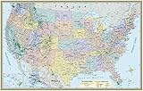U.S. Map Poster (32 x 50 inches) - Laminated: - a