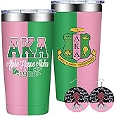 Grifarny AKA Sorority Gifts for Women - 1908 Sorority Pink Green Tumbler Cup 20oz - AKA Paraphernalia Sorority Gifts for Girls, Sister
