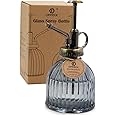 OFFIDIX Plant Mister plant water Spray Bottle, 6.3" Tall Vintage Style with Bronze Plastic Top Pump One Hand Glass Watering Can for Indoor Potted Plants Terrariums (Dark Gray)