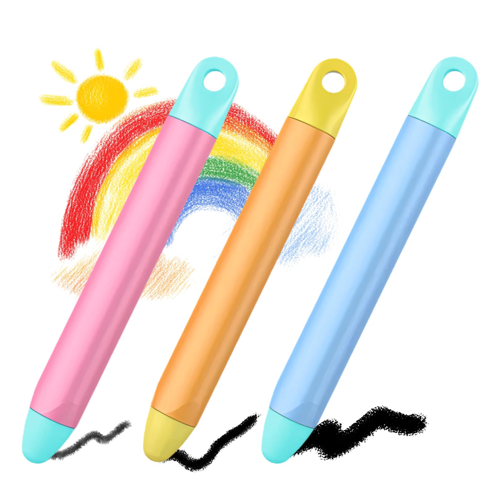 Kid-Friendly Stylus Pen for Touch Screens, 3 Pack Kids Tablet Stylus for iPad, iPhone, Fire Tablet, Fire Kids, Samsung Tablets and All Touch Screen Devices, Safe Stylus Pen for Kids (Only Pens)
