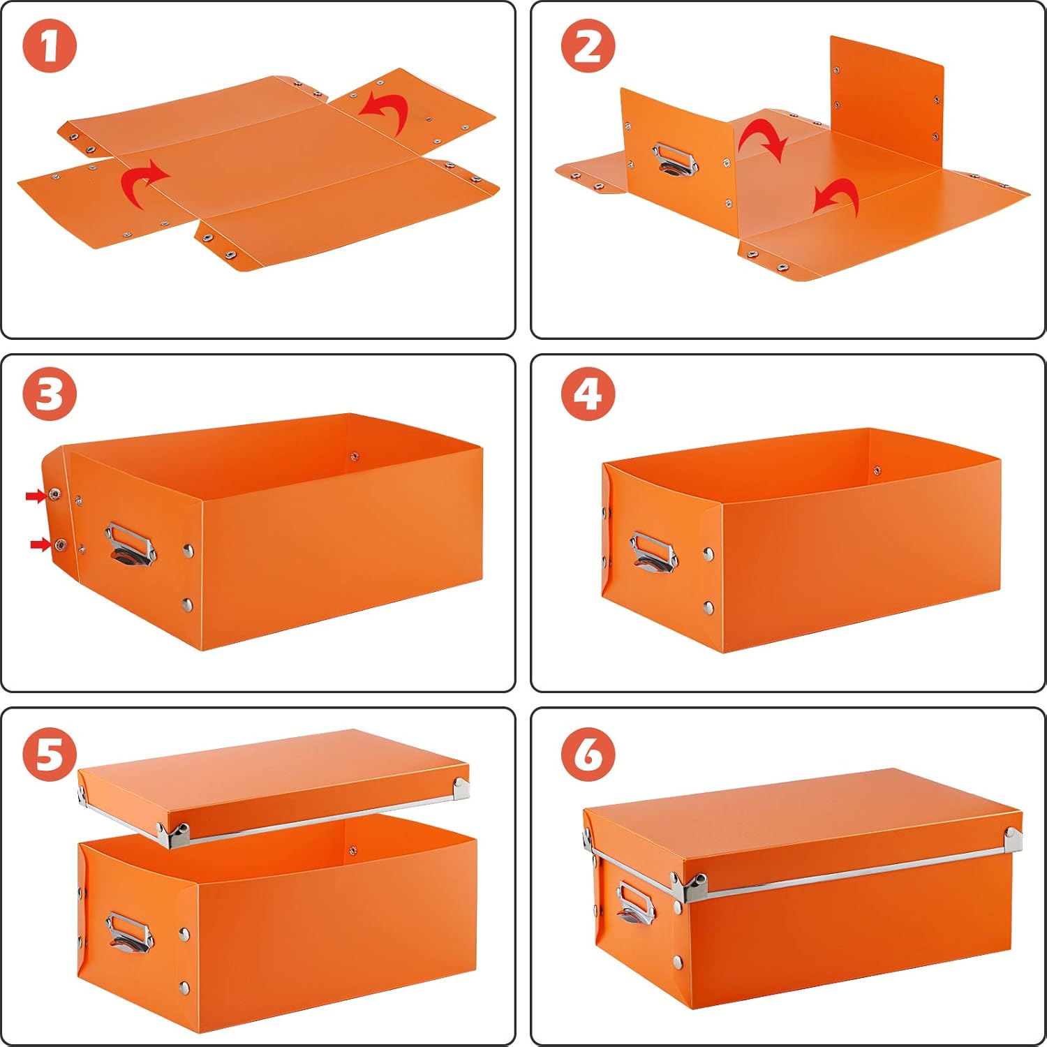 SEEKIND Photo Boxes Storage, Storage Boxes with lids and Handles Decorative, 3 in 1 Set, Multiple Size(Small/Medium/Large) Plastic Box for Photos, Tax Papers, Cosmetic, Socks, Snacks, Etc.(Orange). …: Office Products