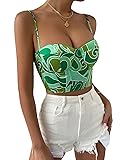SOLY HUX Women's Cami Top Casual Cute Print Lace Up