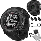 Garmin Instinct 2X Solar Tactical Edition, Solar Charging, Rugged GPS Smartwatch, Built-in Flashlight, Ballistics Calculator, Black 010-02805-13 Bundle with Deco Essentials Charging Dock Kit