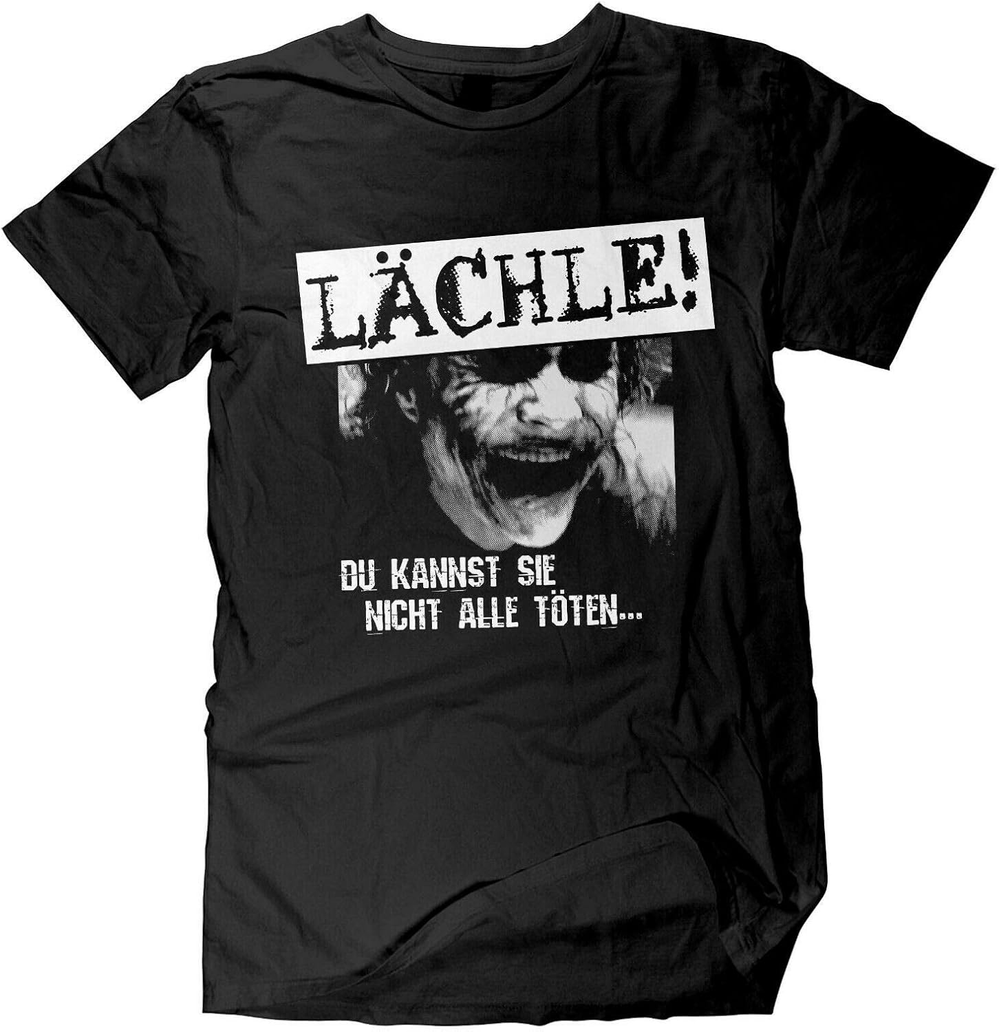 MoonWorks Maglietta Uomo 'Lächle, Du Kannst Sie Nicht Alle Töten' - T-Shirt Divertente In Cotone, Navy, Taglie Forti XL
