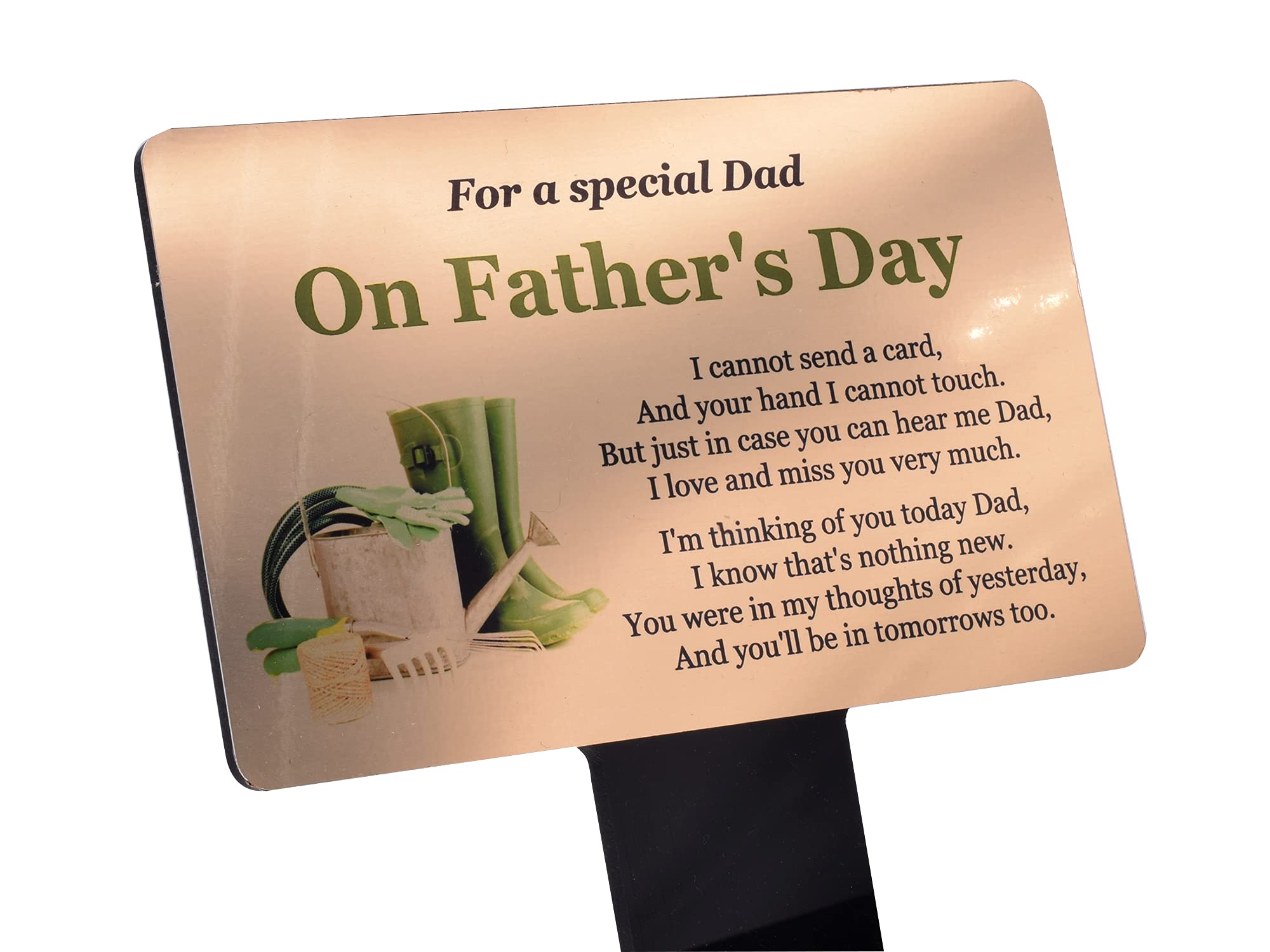 NEW For A Special Dad On Father's Day - Memorial plaque with stake, gardening illustration & poem