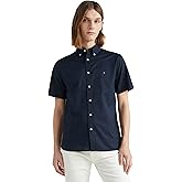 Tommy Hilfiger Mens Short Sleeve Poplin Shirts in Regular Fit, Men's Button Down Shirts