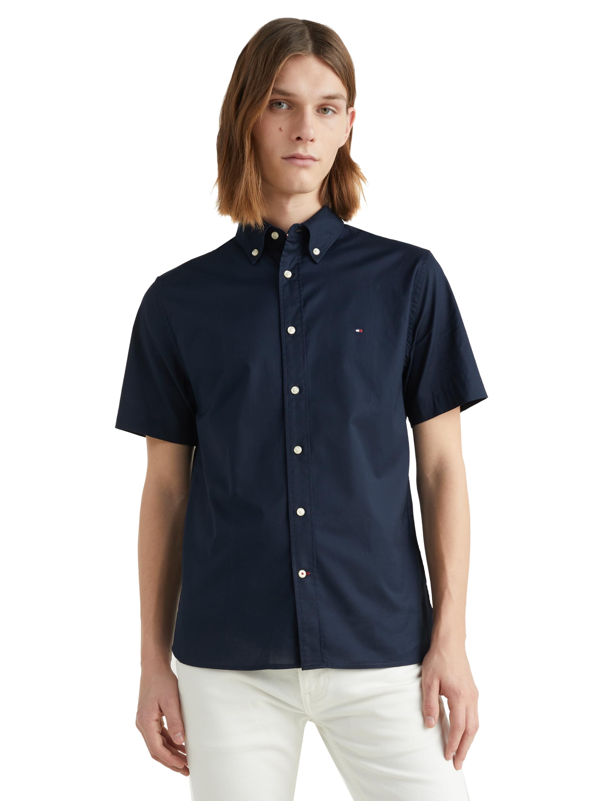 Tommy Hilfiger Men’s Flex Poplin Regular Short Sleeve Shirts