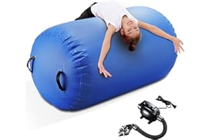 ZENOVA Inflatable Gymnastics Mat Tumble Track Air Tumbling Mat Floating Water Mat 10FT/13FT/16FT 4 inches Thickness for Home Use Tumbling, Training, Cheerleading,Yoga,Water Lake with Electric Air Pump