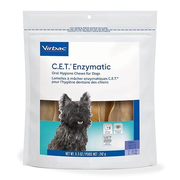 C.E.T. ENZYMATIC ORAL HYGIENE CHEWS FOR DOGS – PLAQUE & TARTAR CONTROL – SINGLE LAYER BEEFHIDE WITH EXCLUSIVE DUAL-ENZYME SYSTEM & TASTY CHICKEN FLAVOR – EASY TO GIVE DOG DENTAL CHEW