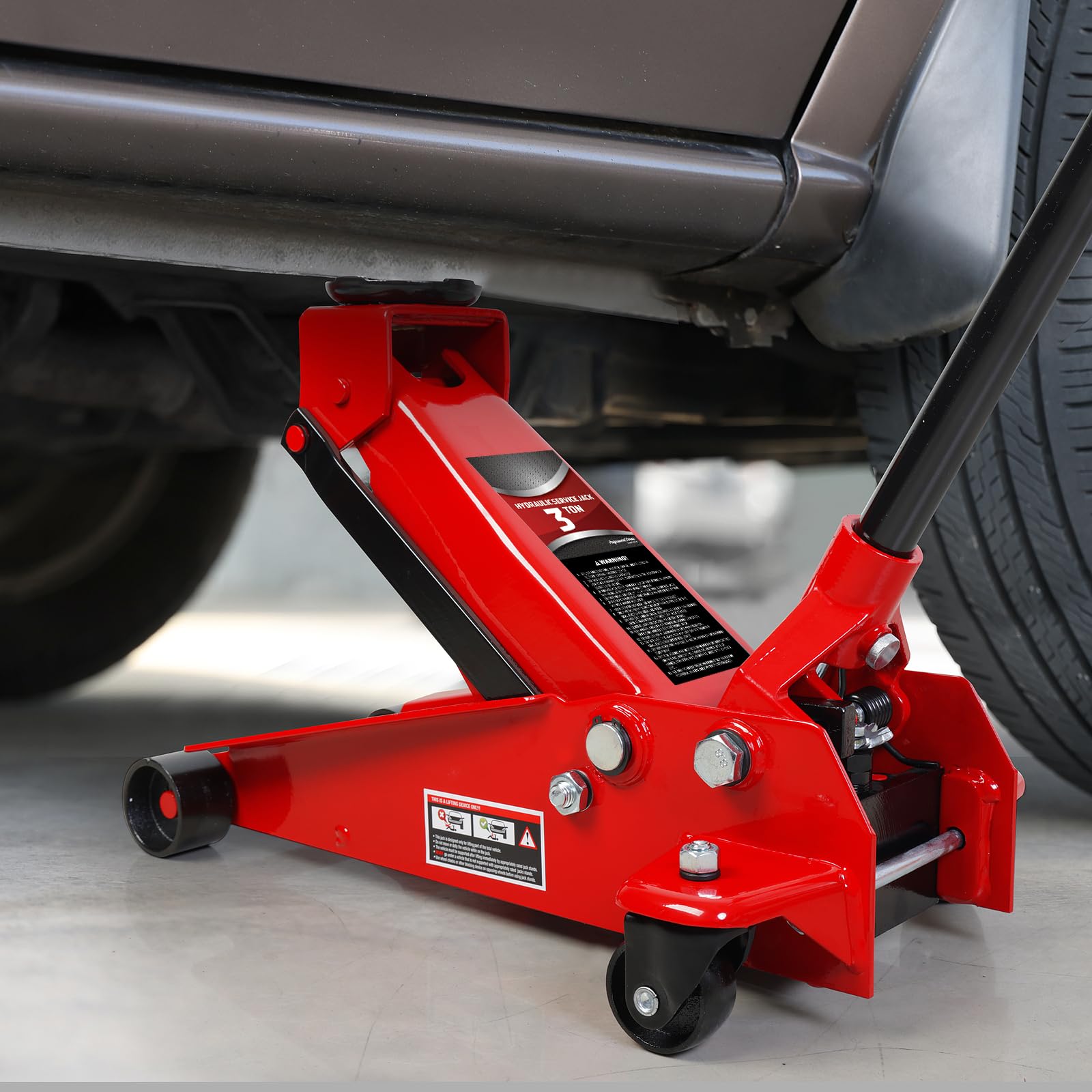 BIG RED Floor Jack,Hydraulic Car Jack with Fast Pump for Car, SUV, Truck - 3 Ton Capacity, Red