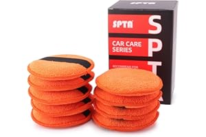 SPTA Microfiber Applicator Pads, 9Pcs 5 inch Car Wax Applicator Hand Polishing Microfiber Foam Pads Set with Grip of Elastic Band, Microfiber Buffing Cleaning Pads for Car Polish Applying Wax