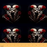 jejeloiu Sugar Skull Fabric by The Yard Soft 1 Yard | Rose Gothic Skull Love Upholstery Fabric for Sofa Chair Cushion Romantic Decor for DIY Sewing Craft Projects, Not Stretchy