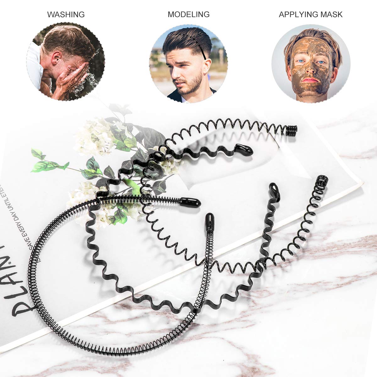 Lurrose 6Pcs Unisex Wavy Headband Metal Hair Hoop Ordinary Headwear Hair Accessories for Women Men: Beauty