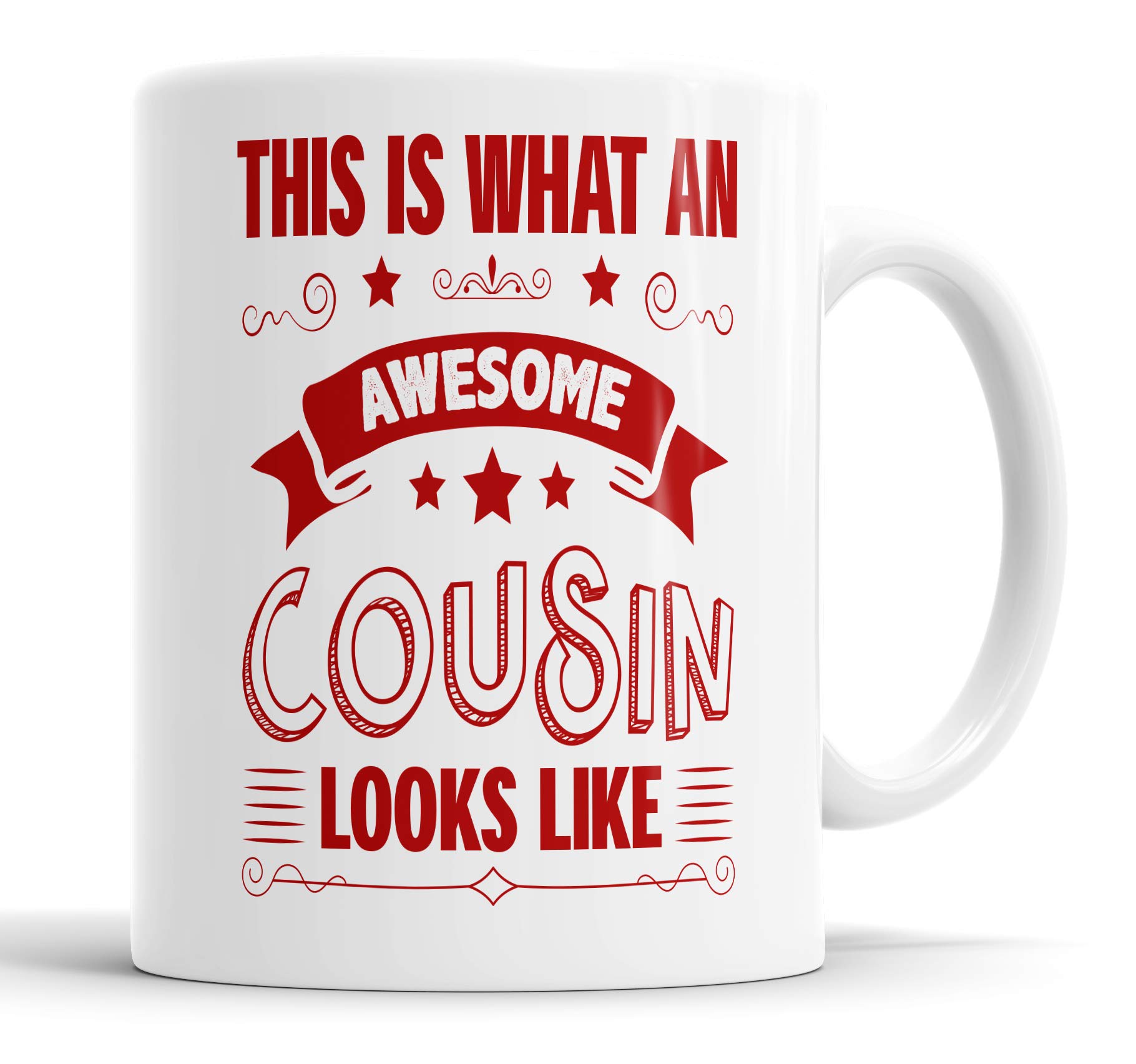 This is What an Awesome Cousin Looks Like Mug Humour, Joke, Leaving Present, Friend Gift Cup Birthday Christmas, Ceramic Mugs