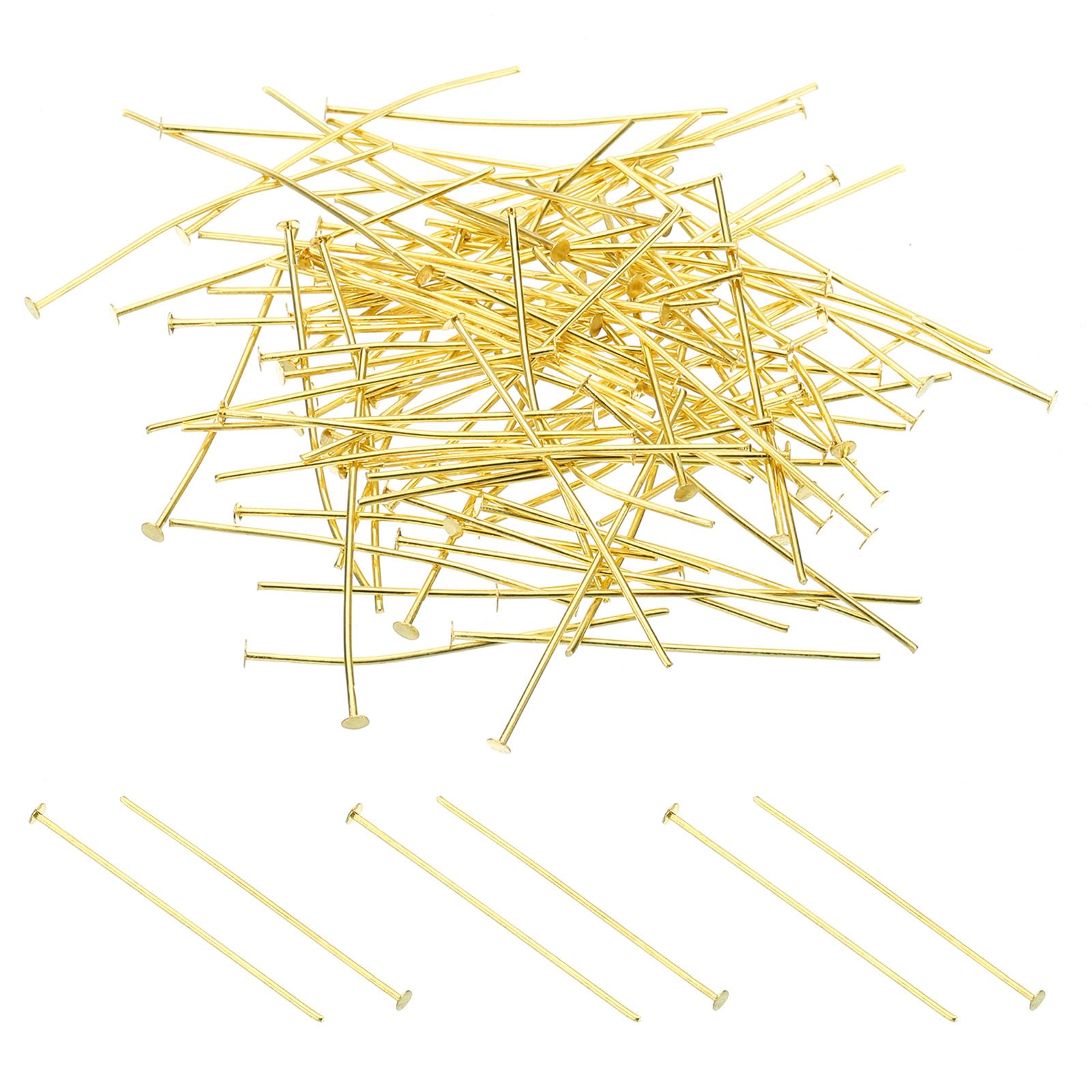 PATIKIL 1.5x0.09" Copper Chandelier Connector Pins, 200Pcs Chandelier Crystal Clips for Fastening Crystals Parts, Chandelier Replacements, Gold