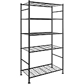 Sakugi 5 Tier Shelf - Heavy Duty Metal Storage Shelves with Adjustable Leveling Feet, Large Capacity Shelving Unit with Multi