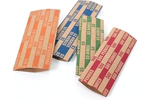 DGBDPACK 125 Assorted Flat Coin Wrappers, 25 Dimes, 25 Nickels, 25 Pennies, 50 Quarters Convenient Pack
