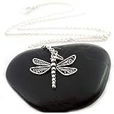 Sterling Silver Necklace – Dragonfly Charm Pendant, Solid .925, 18” Chain, Handmade Gift