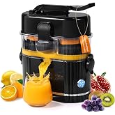 Amzpass Electric Orange Juicer, Dual-Head Citrus Juicer Squeezer with Power Cord & Cleaning Brush, Built-in Cutter, One-Touch