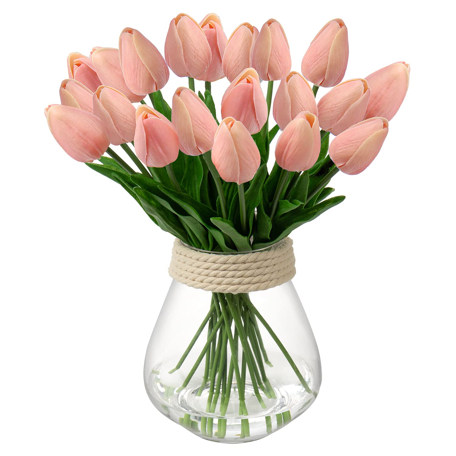 Briful 10PCS Artificial Tulips Real Touch Pink Artificial Flowers Bulk Fake Tulips PU Latex Material Faux Flowers Wedding Bouquet for Garden Party Home Decoration