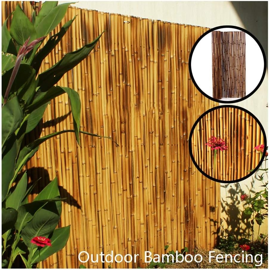 Amazon Com Gdming Bamboo Fence Panels Balcony Privacy Screen Wind Uv Protection Outdoor Garden Decoration Fence Durable Windscreen Antirust Wire Link 12 Sizes Color Brown Size 1x2m Garden Outdoor