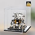 Naconmlet Clear Acrylic Display Case for Lego NASA Apollo 11 Set,Acrylic Display Box Display Stand with Mirror Base,Dustproof Showcase Organizer for Action Figures or Collections(9.8*9.8*9.8inch)