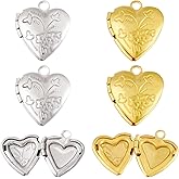 Sparkeads Heart Locket Pendants Photo Frame Charms Silver Golden Love Dangle Charms for Necklace DIY Bracelet Jewelry Making Women Personalized Accessory 4 Pcs