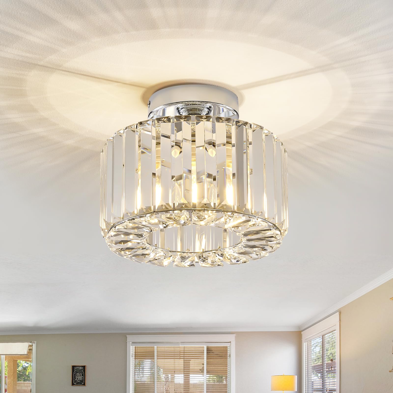BUXVRCS Crystal Ceiling Light Fixture - Semi Flush