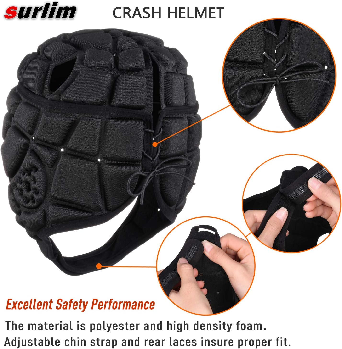 surlim Rugby Helmet Headguard Headgear for Soccer Scrum Cap Head Protector Soft Protective Helmet for Kids Youth : Sports & Outdoors