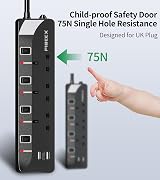 PIBEEX 5M Extension Lead with USB 3 Way Power Strip 13A 3250W Black view 5