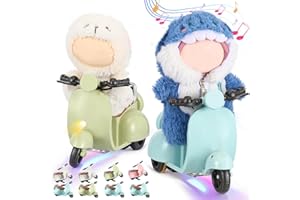 Simgoing 2 Pcs Doll Scooter Doll Vehicles Mini Electric Scooter with Music & Lights Could Rotate 360° Dolls Accessories Cute Scooters Ornaments Battery Not Included (Blue & Green)