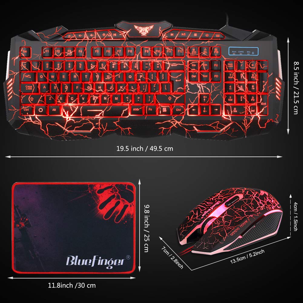 BlueFinger Gaming Keyboard and Mouse Combo,Gaming Mouse and Keyboard