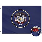 VICDRIA Utah State Flag 3x5 Ft, Deluxe Full Embroidered Heavy Duty Polyester Durable UT Outside Flags, Indoor/Outdoor, Sewn Stripes and Brass Grommets