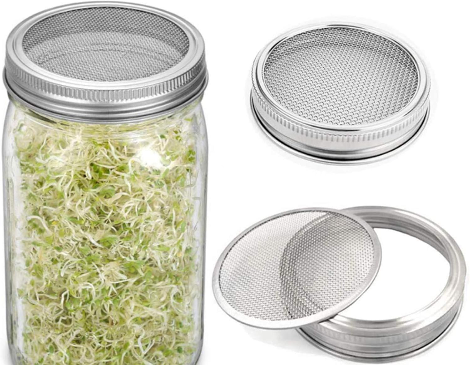 2Pcs Sprouting Lids, Superb Ventilative Stainless Steel