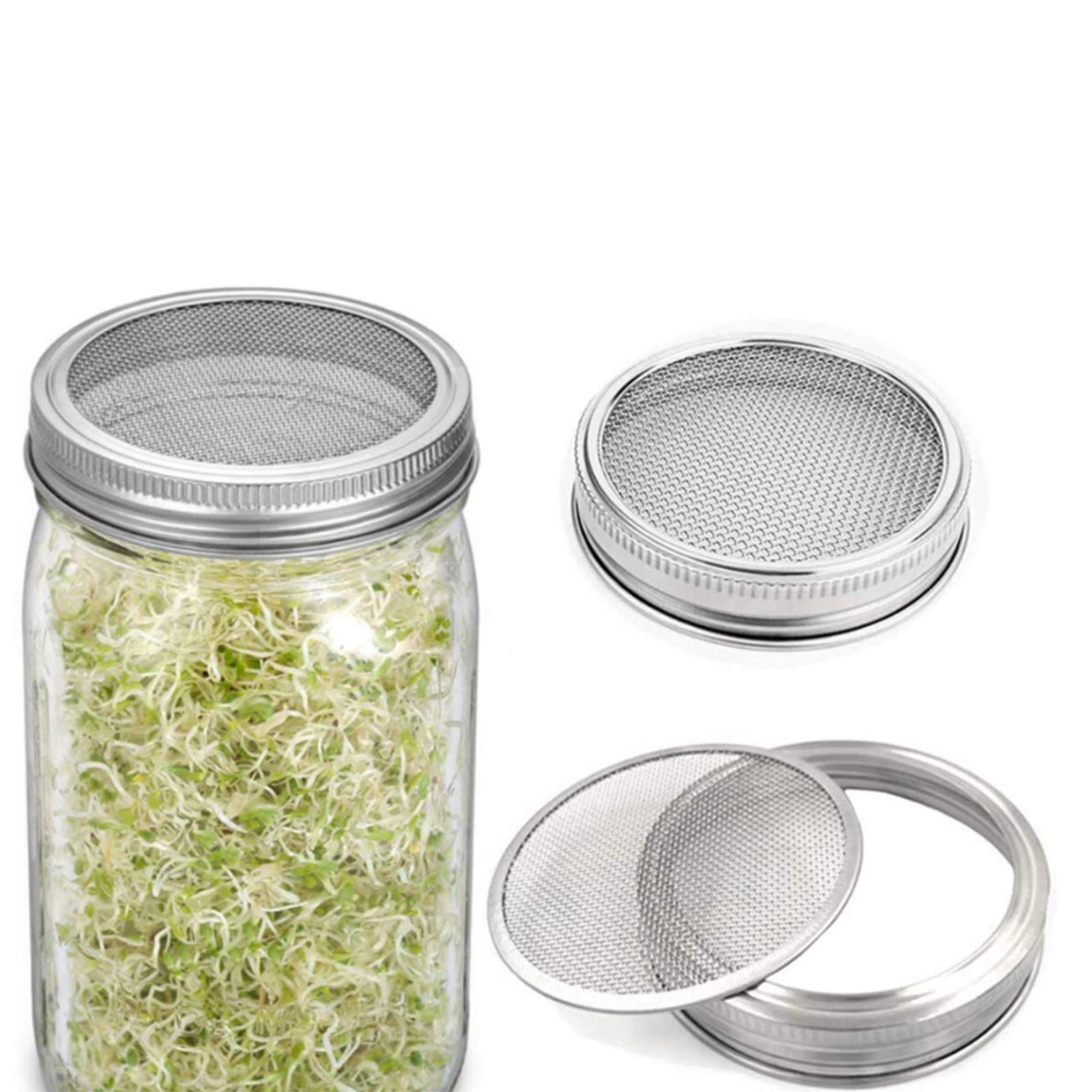 Home Kitchen & Dining Sprouting Jar Kit 2 Includes Sprouter Mason Jars