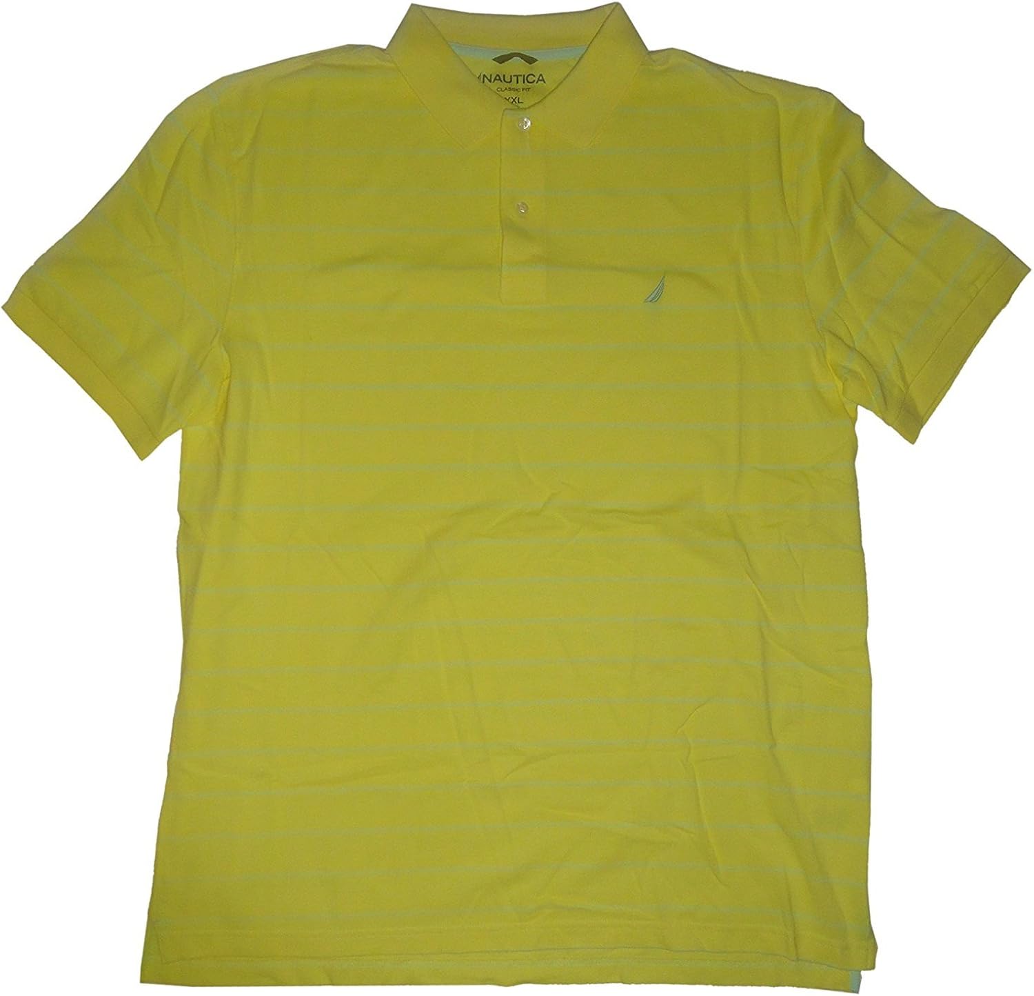 Nautica Men's Short Sleeve Shirt Yellow with Light Blue Stripes, XXL at ...