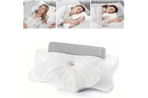 cjc 2-in-1 Cervical Neck Pillows, Memory Foam Cervical Pillow for Neck Pain Relief - Ergonomic Neck Pillow & Detachable Roll,