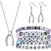 ZAOQIAN Wishbone Necklace, Earrings and 4Pcs Friendship Bracelets Set Tour Merch for Fans Gifts