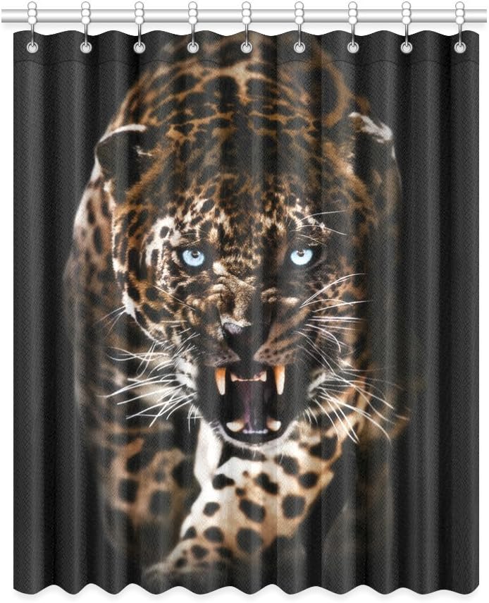 Leopard Pattern Print Window Curtain Panels, Door Window Curtains for Living Room Bedroom Kid Office 52x63 inches
