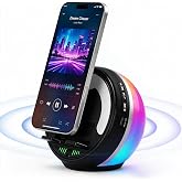 Wireless Induction Speaker with Phone Stand, Bluetooth Speaker &amp; RGB Light | Phone speaker amplifier, portable Bluetooth speaker, phone holder for calls, videos, podcasts. Birthday gift for men women